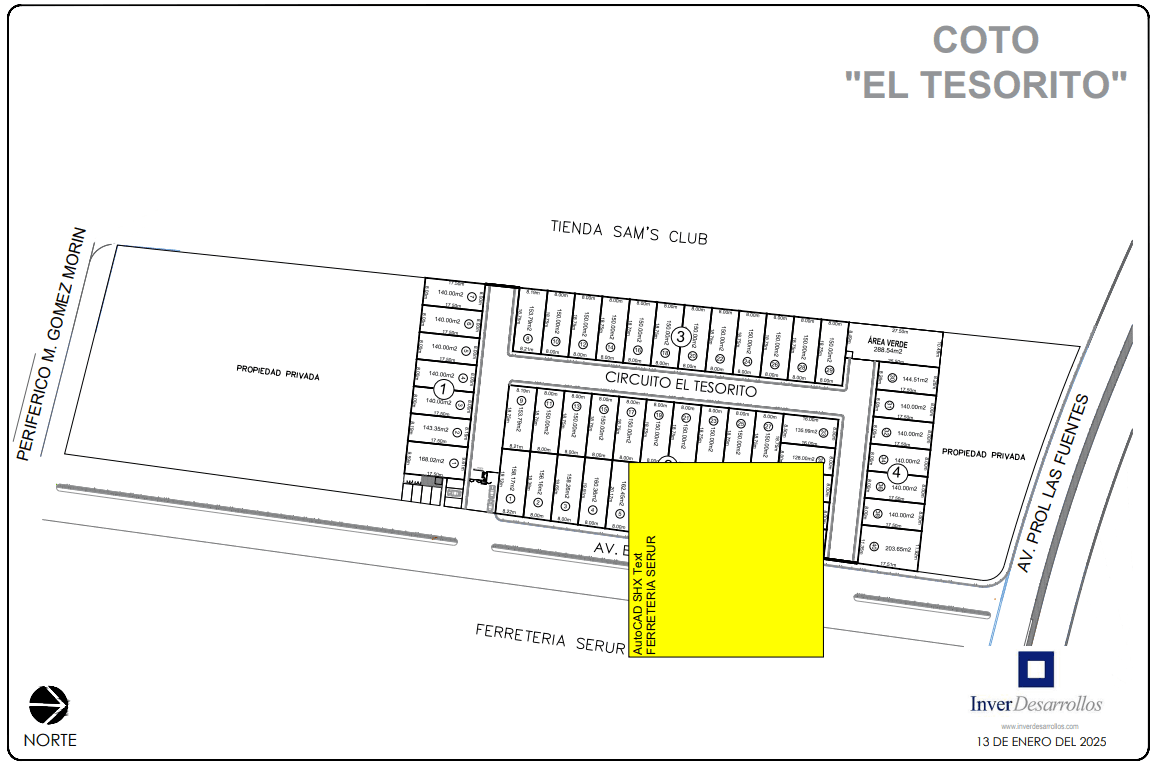 Masterplan de Reserva Tesoro — lotificación y distribución